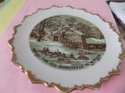 Currier and Ives Vintage 7 inch porcelain plate The Old Homestead in Winter