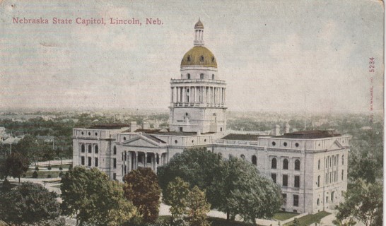 Vintage Used Postcard: (f): 190? Nebraska State Capitol, Lincoln