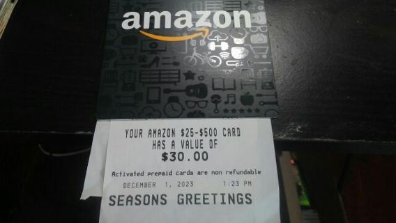 $30 AMAZON GIFT CARD. DIGITAL DELIVERY. WINNER GETS THE GIFT CODE.