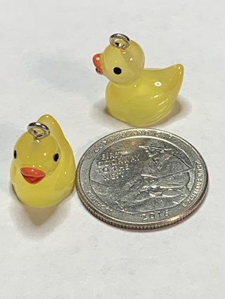 DUCKS~#31~YELLOW~SET OF 2 DUCKS~CHARMS & GLOW IN THE DARK~FREE SHIPPING!