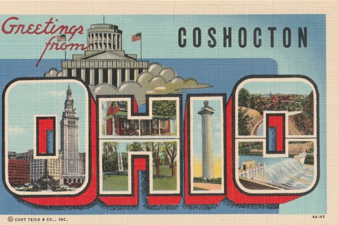 Vintage Unused Postcard: g: Greetings from Coshocton, OH