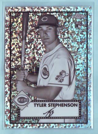 2021 Topps Chrome Platinum Anniversary Tyler Stephenson B&W ROOKIE Baseball Card # 34 Reds