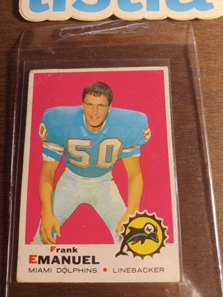 VINTAGE ~ 1969 TOPPS FOOTBALL ~ FRANK EMANUEL MIAMI DOLPHINS LB