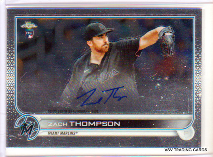 Zach Thompson, 2022 Topps Chrome AUTOGRAPH ROOKIE Baseball Card #RA-ZT, Miami Marlins, (L1