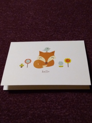 Fox-Floral-Bird Notecard & Envelope - hello