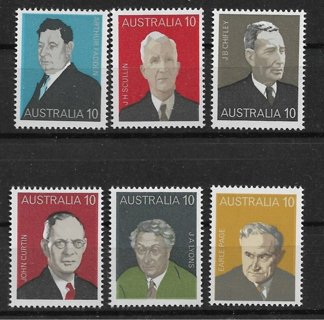 1975 Australia 610-5 complete Prime Ministers set of 6 MNH