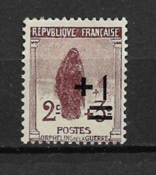 1922 France B12 2c Widow at Grave surcharged 1c MH