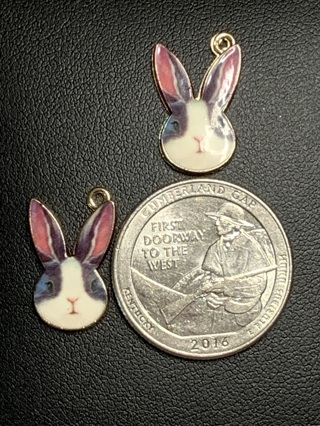 BUNNY/RABBIT FACE CHARMS~#9~SET OF 2 CHARMS~FREE SHIPPING!