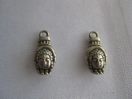 2 unique Hamsa hand charms, scooped hand w Budha face, 2 charms, new.