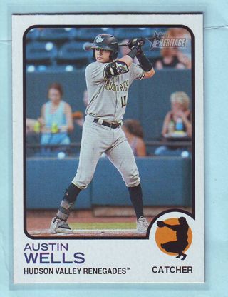 2022 Topps Heritage Minors Austin Wells PRE ROOKIE Baseball Card # 114 Yankees