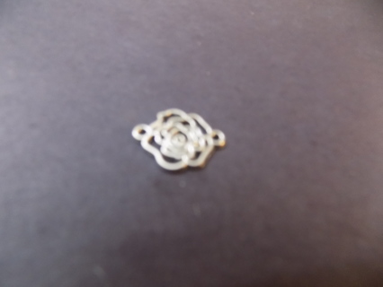 Silvertone hollow open rose charm loop on both ends # 2
