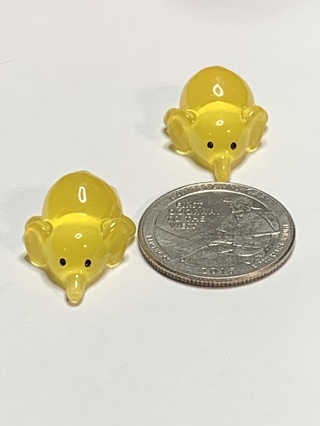 MINI ELEPHANTS~#3~YELLOW~SET OF 2 MINI ELEPHANTS~GLOW IN THE DARK~FREE SHIPPING!