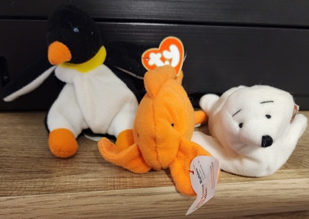 NEW - TY Teeny Beanie Babies - "Seamore", "Waddle" & "Goldie" 