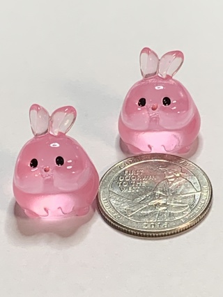 ♡BUNNIES~#10~DARK PINK~SET OF 2 BUNNIES~GLOW IN THE DARK~FREE SHIPPING♡