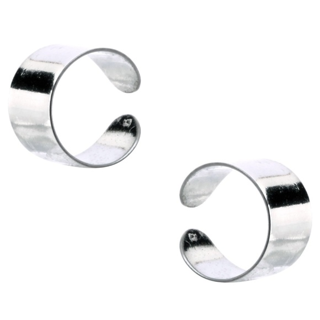 NEW PLAIN .925 SILVER POLISH WIDE BAND EAR CUFFS POLISHED SILVER