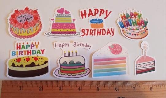 8 Happy Birthday Stickers