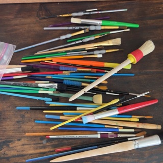 50+ used but good Art Paint Brushes 