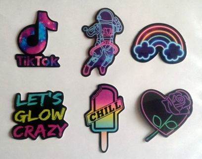 Six Neon Vinyl Stickers #2