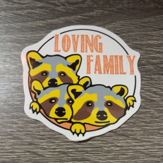 Loving family raccoon decal sticker