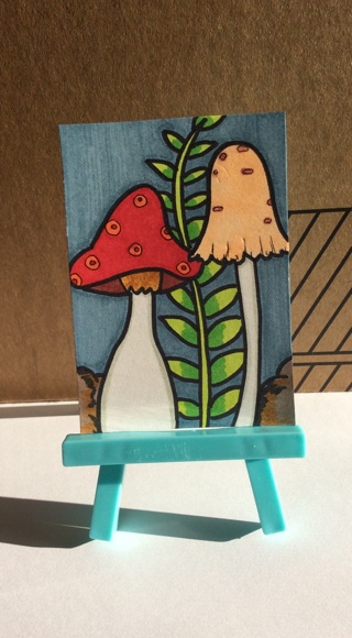 Mushrooms original drawing aceo