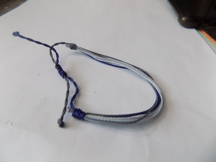 Bracelet multi string adjustable Navy blue and grey