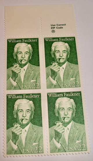 Scott #2350, William Faulkner, Pane of 4 Useable 22¢ US Postage Stamps