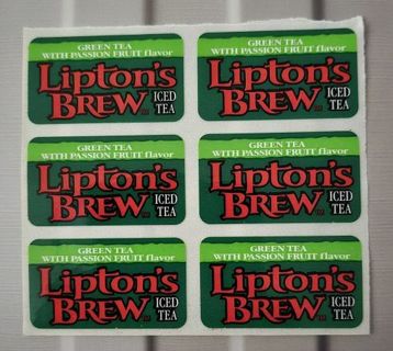 Six Green Tea W/ Passion Fruit Flavor Liptons Brew Iced Tea Stickers.