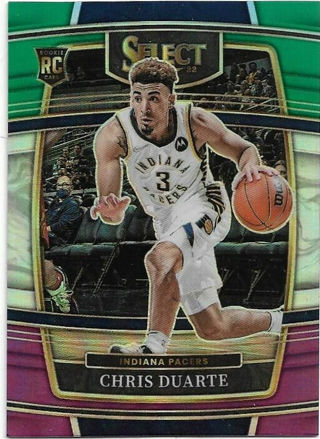 2021-22 SELECT CHRIS DUARTE GREEN WHITE PURPLE PRIZM REFRACTOR ROOKIE CARD