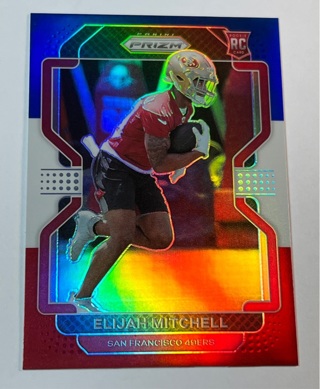 Elijah Mitchell 2021 Prizm Rookie Card #399 Red White & Blue RC San Fran 49ers