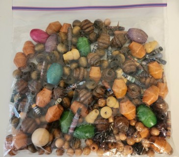 Lot of 228 - Wooden Beads - Various sizes & colors