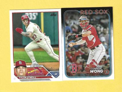 2023 Topps Tyler O'Neill + 2024 Topps Connor Wong Red Sox Cardinals Baseball Card