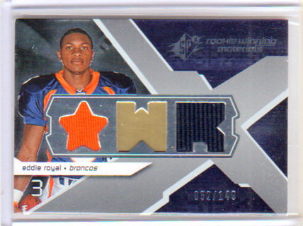 Eddie Royal, 2008 UD SPx ROOKIE Winning RELIC Card #RM-ER, Denver Broncos, /149, (L3)