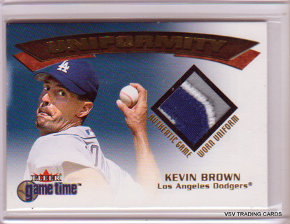 Kevin Brown, 2001 Fleer Game Time RELIC Card, Los Angeles Dodgers, 3-Color Insert