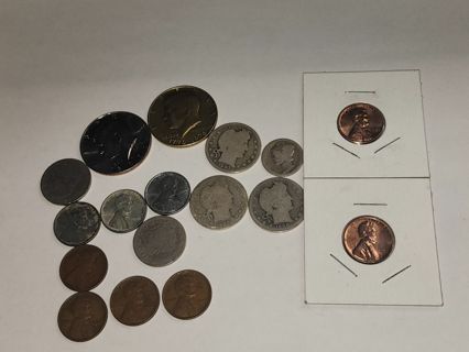 United States Coin lot Barber Quarters steel cents V nickels 4 coins 90% silver