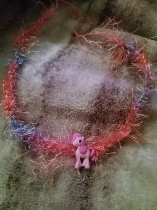 Pink fuzzy choker my little pony necklace nip