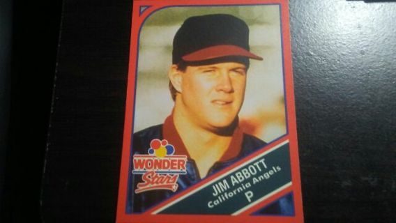 1990 WONDER BREAD STARS JIM ABBOTT CALIFORNIA ANGELS BASEBALL. CARD# 3 OF 20