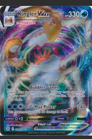 NM Ultra Rare Kingler VMAX Textured full Art Pokemon card TCG SWSH