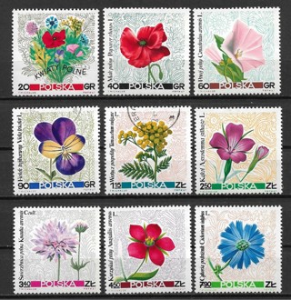 1967 Poland Sc1522-30 Flowers complete set of 9