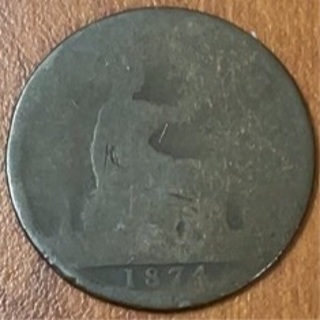 1874 Great Britain One Penny 139 years old 