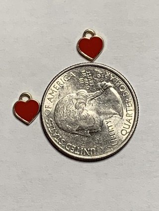 ♥♥MINI HEART CHARMS~#10~RED~FREE SHIPPING♥♥