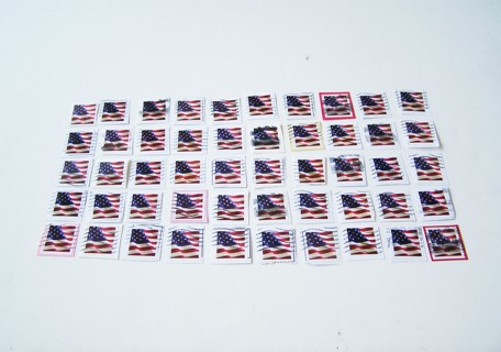 United States Flag Postage Stamps Used/Cancelled Set of 50 Still on Paper