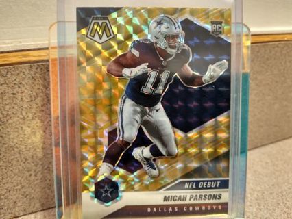 2021 MOSAIC MICAH PARSONS YELLOW REACTIVE ROOKIE RC NFL DEBUT # 257 DALLAS COWBOYS