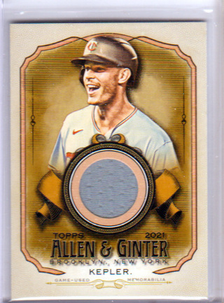 Max Kepler, 2021 Topps Allen & Ginter Relic Card AGA-MK, Minnesota Twins, (L2