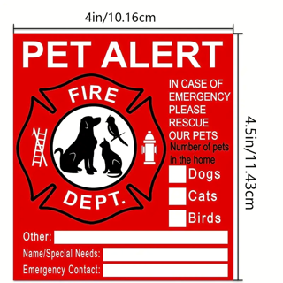 Fire Emergency Pet Window Stickers Set Of 4