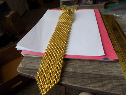 NIP Neck tie made out of gold beads necklace # 1 24 inch long