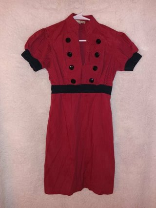 Bepop Red & Black Pinstriped Dress / Juniors Size Small