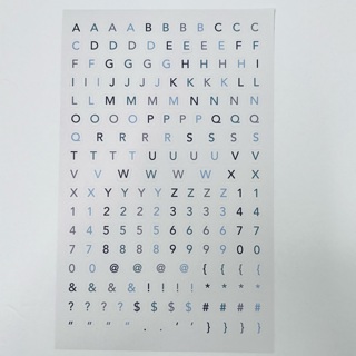 Blue & Gray Letters, Numbers Sticker Sheet 