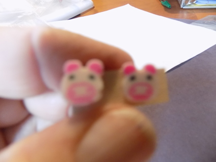 pig face post earrings