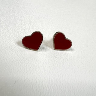 Red Heart Enamel Post Stud Earrings 