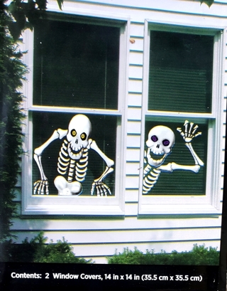 HALLOWEEN SKELETON WINDOW COVER USE YOUR OWN TAPE TO SECURECONTAINS 2 14 INCH X 14 INCH